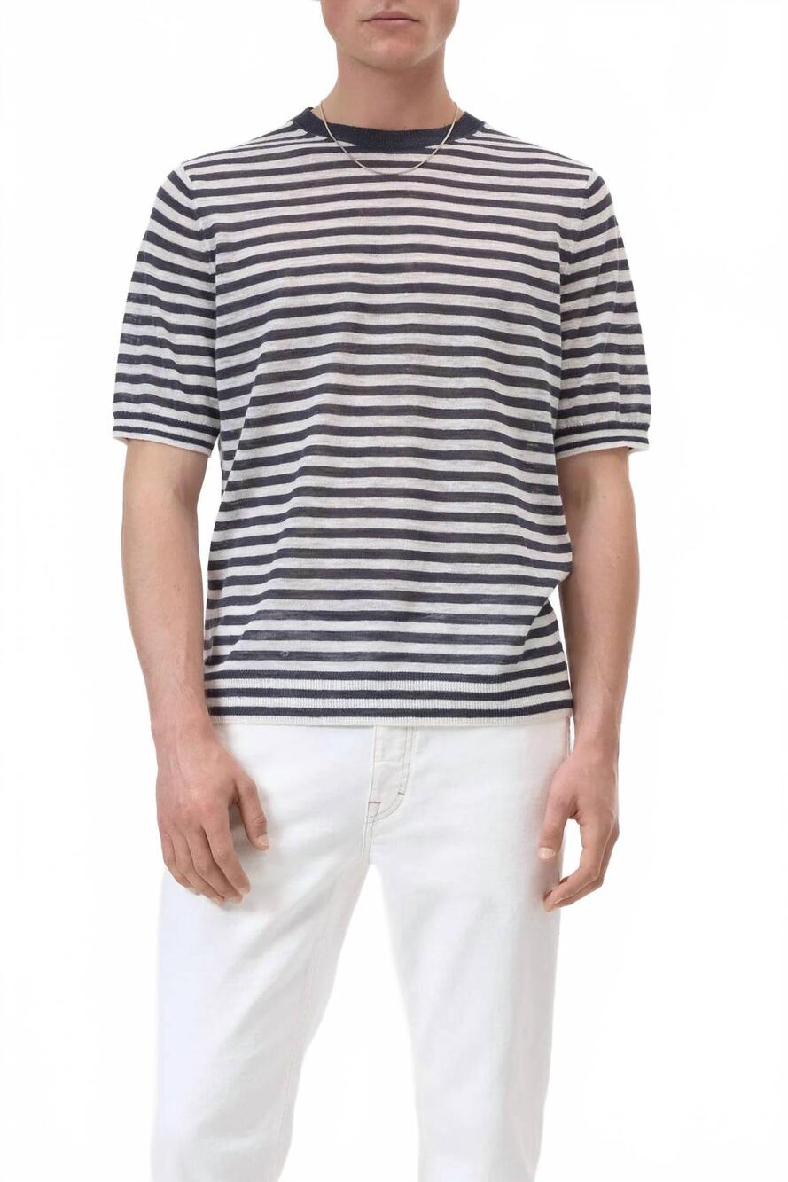 NEW CLOSED men's striped t-shirt in magma black